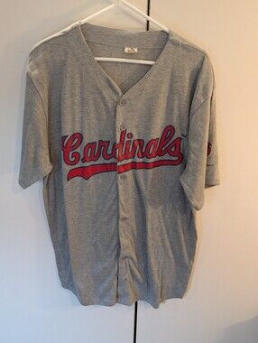 St Louis Cardinals XL Mens Grey Button-Front Baseball Jersey
